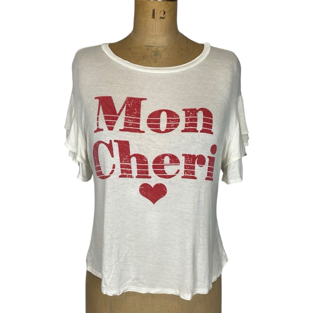 5/$25 Attitude “Mon Cheri” Ruffle Sleeve T-Shirt